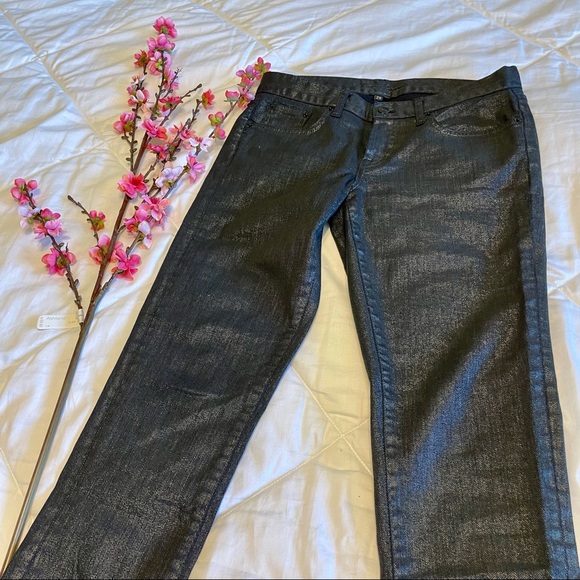 RL*BLACK LABEL Gunmetal Shimmery Crop Jeans - Picture 4 of 12
